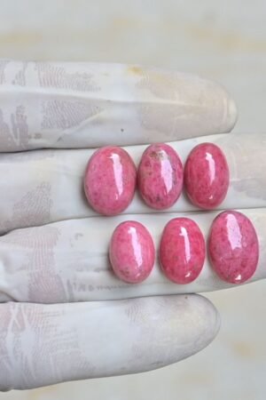 Natural Rhodolite Gemstone Smooth Oval Shape Cabochon High Quality Loose Gemstones For Jewelry Making 14-16 MM Size 6 Pcs V4220