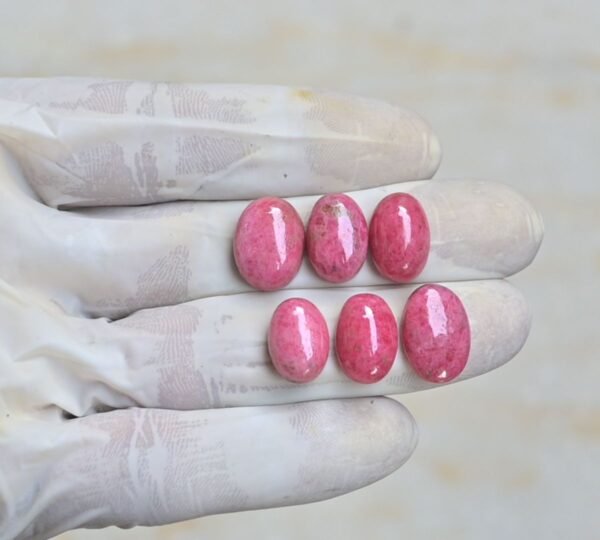 Natural Rhodolite Gemstone Smooth Oval Shape Cabochon High Quality Loose Gemstones For Jewelry Making 14-16 MM Size 6 Pcs V4220