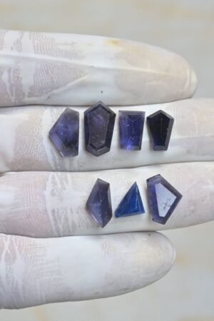 Natural Iolite Gemstone Step Cut Fancy Shape Cabochon High Quality Loose Gemstones For Jewelry Making 9-15 MM Size 7 Pcs V4221