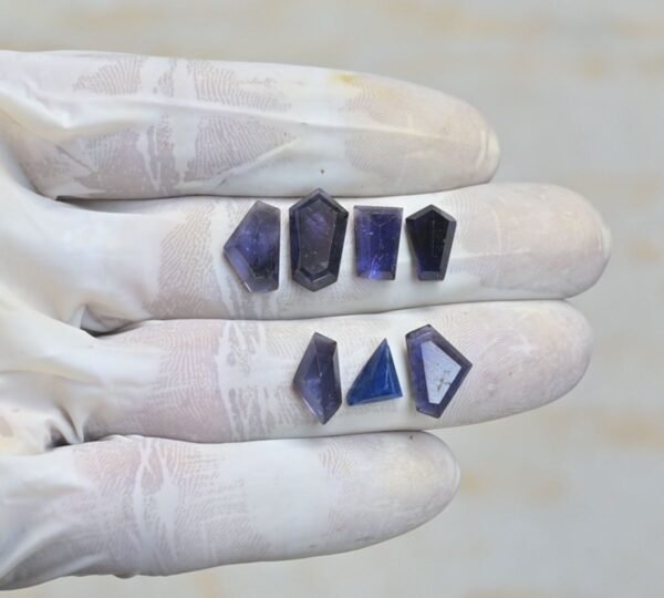 Natural Iolite Gemstone Step Cut Fancy Shape Cabochon High Quality Loose Gemstones For Jewelry Making 9-15 MM Size 7 Pcs V4221