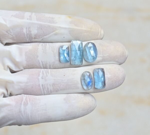 Natural Aqua Kyanite Gemstone Rose Cut Mix Shape Cabochon High Quality Loose Gemstones For Jewelry Making 12-16 MM Size 5 Pcs V4222