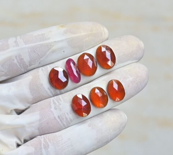 Natural Hessonite Garnet Gemstone Rose Cut Oval Shape Cabochon High Quality Loose Gemstones For Jewelry Making 12-14 MM Size 7 Pcs V4223 - Image 2