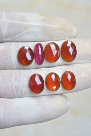 Natural Hessonite Garnet Gemstone Rose Cut Oval Shape Cabochon High Quality Loose Gemstones For Jewelry Making 12-14 MM Size 7 Pcs V4223
