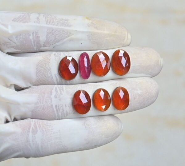 Natural Hessonite Garnet Gemstone Rose Cut Oval Shape Cabochon High Quality Loose Gemstones For Jewelry Making 12-14 MM Size 7 Pcs V4223