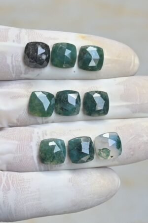 Natural Moss Agate Gemstone Rose Cut Cushion Shape Cabochon High Quality Loose Gemstones For Jewelry Making 10 MM Size 9 Pcs V4224