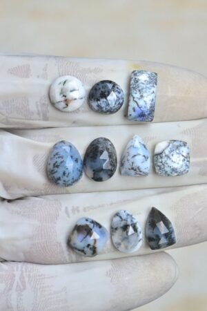 Natural Dendrite Opal Gemstone Rose Cut Mix Shape Cabochon High Quality Loose Gemstones For Jewelry Making 10-14 MM Size 10 Pcs V4226