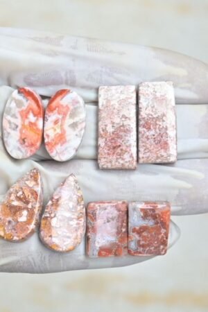 Natural Rosita Jasper Gemstone Smooth Mix Shape Cabochon High Quality Loose Gemstones For Jewelry Making 18-26 MM Size 4 Pair  V4235