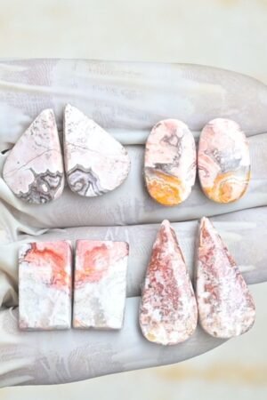 Natural Rosita Jasper Gemstone Smooth Mix Shape Cabochon High Quality Loose Gemstones For Jewelry Making 20-29 MM Size 4 Pair  V4236