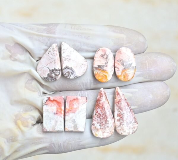Natural Rosita Jasper Gemstone Smooth Mix Shape Cabochon High Quality Loose Gemstones For Jewelry Making 20-29 MM Size 4 Pair  V4236