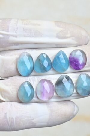 Natural Fluorite Gemstone Rose Cut Fancy Shape Cabochon High Quality Loose Gemstones For Jewelry Making 13-15 MM Size 8 Pcs V4238