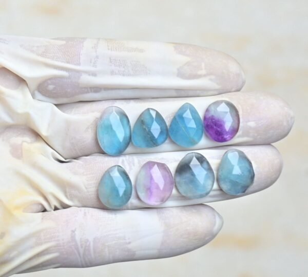 Natural Fluorite Gemstone Rose Cut Fancy Shape Cabochon High Quality Loose Gemstones For Jewelry Making 13-15 MM Size 8 Pcs V4238