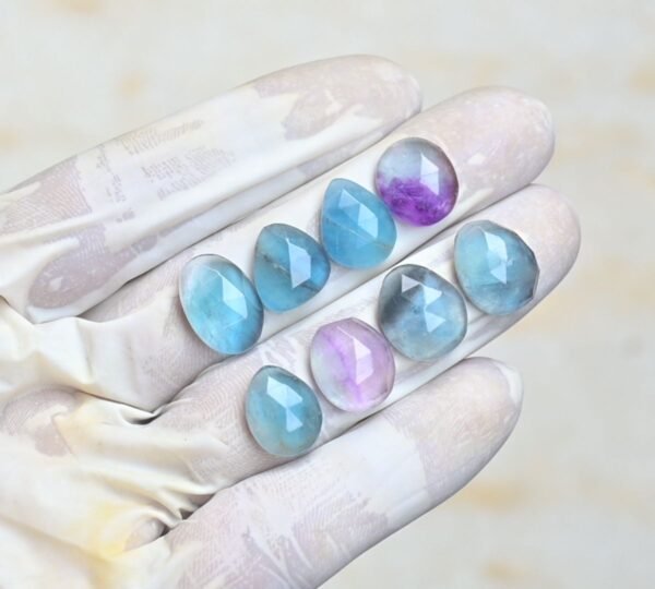 Natural Fluorite Gemstone Rose Cut Fancy Shape Cabochon High Quality Loose Gemstones For Jewelry Making 13-15 MM Size 8 Pcs V4238 - Image 2