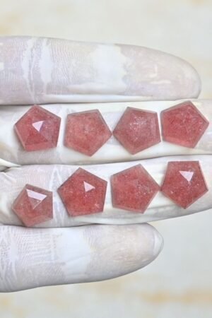 Natural Strawberry Quartz Gemstone Step Cut Fancy Shape Cabochon High Quality Loose Gemstones For Jewelry Making 12-14 MM Size 8 Pcs V4241