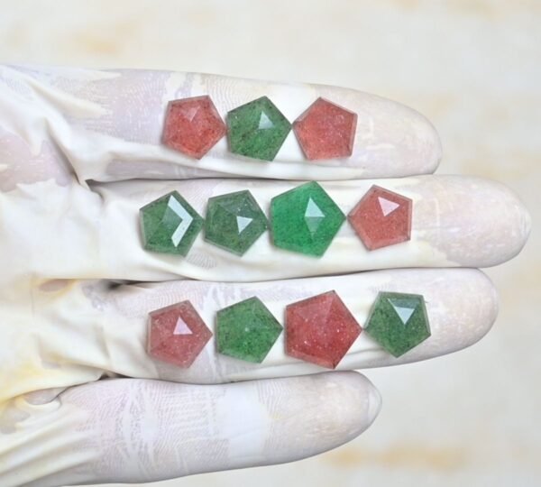 Natural Strawberry Quartz Gemstone Step Cut Fancy Shape Cabochon High Quality Loose Gemstones For Jewelry Making 12-14 MM Size 11 Pcs V4243