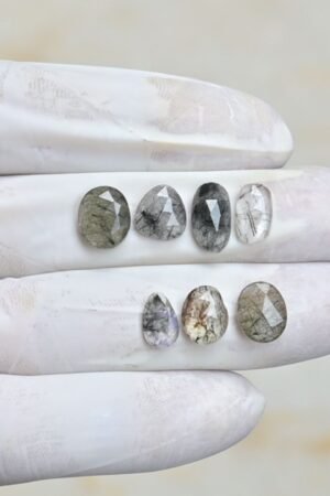 Natural Black Rutile Gemstone Rose Cut Fancy Shape Cabochon High Quality Loose Gemstones For Jewelry Making 9-12 MM Size 7 Pcs V4245