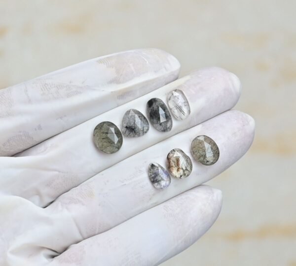 Natural Black Rutile Gemstone Rose Cut Fancy Shape Cabochon High Quality Loose Gemstones For Jewelry Making 9-12 MM Size 7 Pcs V4245 - Image 2