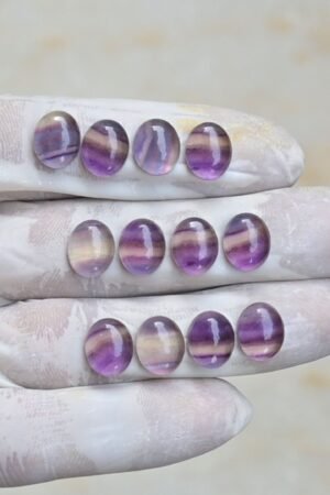 Natural Fluorite Gemstone Smooth Oval Shape Cabochon High Quality Loose Gemstones For Jewelry Making 11-9 MM Size 12 Pcs V4258