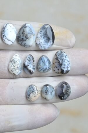 Natural Dendrite Opal Gemstone Smooth Fancy Shape Cabochon High Quality Loose Gemstones For Jewelry Making 11-17 MM Size 10 Pcs V4262