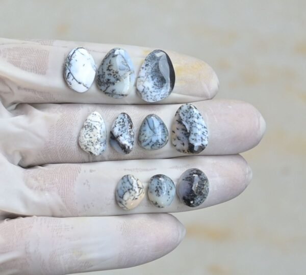Natural Dendrite Opal Gemstone Smooth Fancy Shape Cabochon High Quality Loose Gemstones For Jewelry Making 11-17 MM Size 10 Pcs V4262