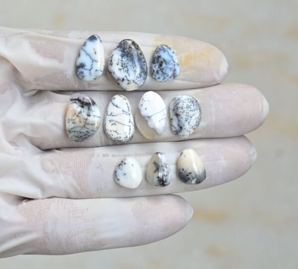Natural Dendrite Opal Gemstone Smooth Fancy Shape Cabochon High Quality Loose Gemstones For Jewelry Making 11-17 MM Size 10 Pcs V4263