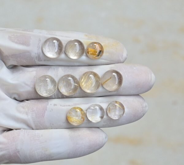 Natural Golden Rutile Gemstone Smooth Round Shape Cabochon High Quality Loose Gemstones For Jewelry Making 10-12 MM Size 10 Pcs V4265