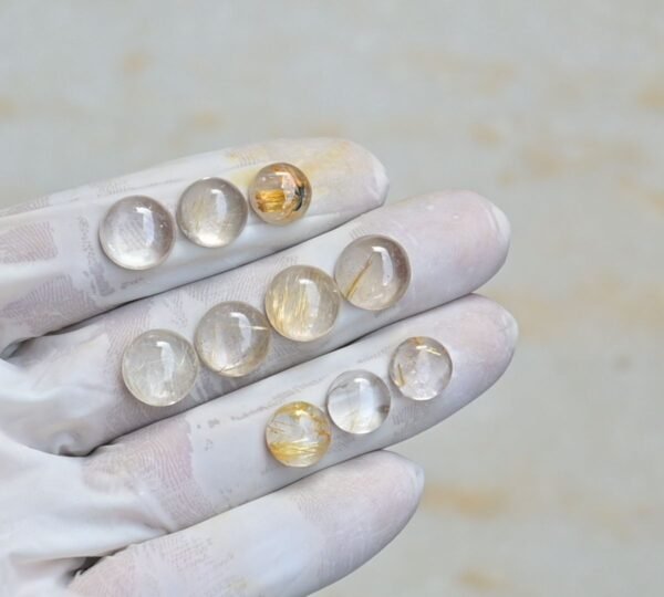 Natural Golden Rutile Gemstone Smooth Round Shape Cabochon High Quality Loose Gemstones For Jewelry Making 10-12 MM Size 10 Pcs V4265 - Image 2