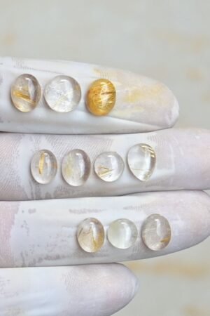 Natural Golden Rutile Gemstone Smooth Mix Shape Cabochon High Quality Loose Gemstones For Jewelry Making 8-10 MM Size 10 Pcs V4266