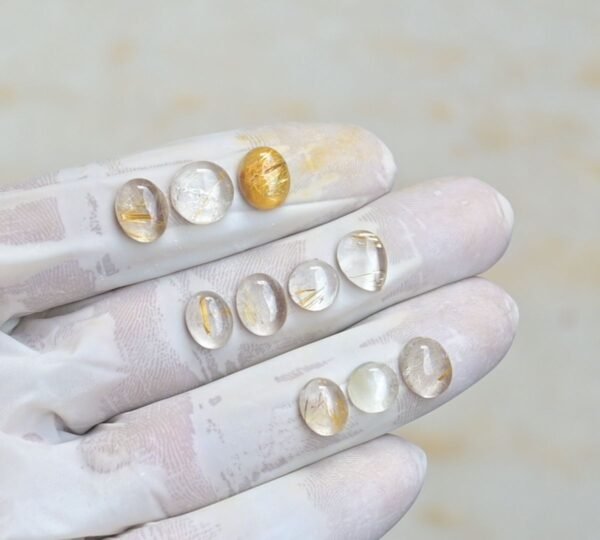 Natural Golden Rutile Gemstone Smooth Mix Shape Cabochon High Quality Loose Gemstones For Jewelry Making 8-10 MM Size 10 Pcs V4266 - Image 2