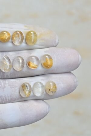 Natural Golden Rutile Gemstone Smooth Mix Shape Cabochon High Quality Loose Gemstones For Jewelry Making 8-12 MM Size 10 Pcs V4267