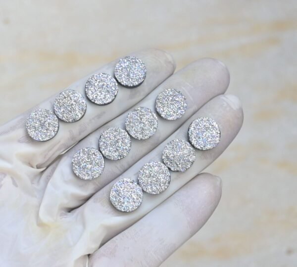 Natural Titanium Druzy Gemstone Smooth Round Shape Cabochon High Quality Loose Gemstones For Jewelry Making 12 MM Size 12 Pcs V4113 - Image 2