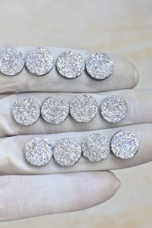 Natural Titanium Druzy Gemstone Smooth Round Shape Cabochon High Quality Loose Gemstones For Jewelry Making 12 MM Size 12 Pcs V4113