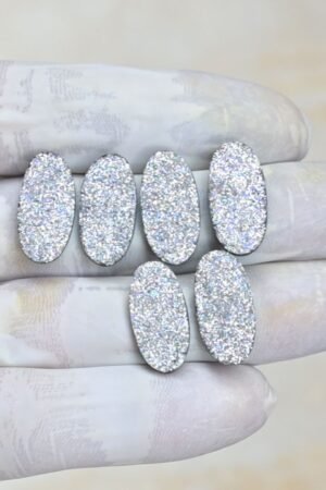 Natural Titanium Druzy Gemstone Smooth Oval Shape Cabochon High Quality Loose Gemstones For Jewelry Making 20x10 MM Size 6 Pcs V4114