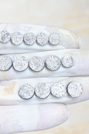 Natural Titanium Druzy Gemstone Smooth Round Shape Cabochon High Quality Loose Gemstones For Jewelry Making 8-10 MM Size 14 Pcs V4115