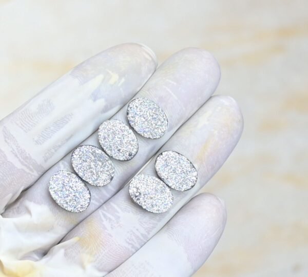 Natural Titanium Druzy Gemstone Smooth Oval Shape Cabochon High Quality Loose Gemstones For Jewelry Making 14x10 MM Size 6 Pcs V4116 - Image 2