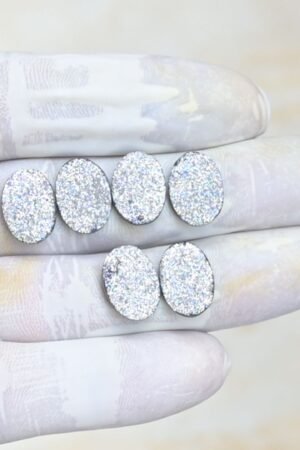 Natural Titanium Druzy Gemstone Smooth Oval Shape Cabochon High Quality Loose Gemstones For Jewelry Making 14x10 MM Size 6 Pcs V4116