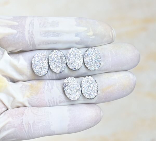 Natural Titanium Druzy Gemstone Smooth Oval Shape Cabochon High Quality Loose Gemstones For Jewelry Making 14x10 MM Size 6 Pcs V4116