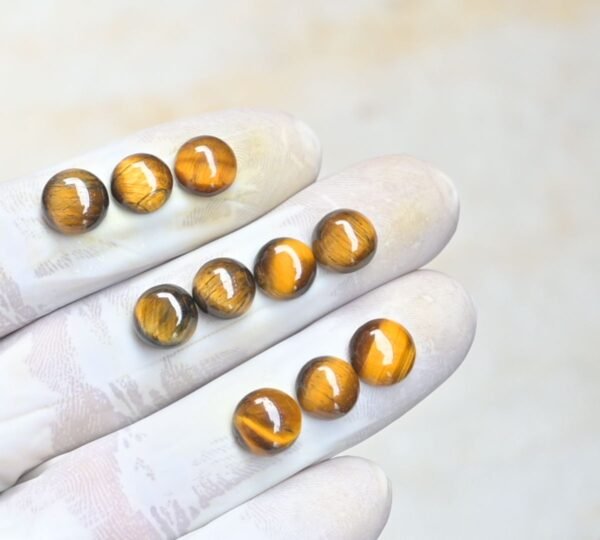 Natural Tiger Eye Gemstone Smooth Round Shape Cabochon Shape High Quality Loose Gemstones For Jewelry Making 9 MM Size 10 Pcs V4124 - Image 2