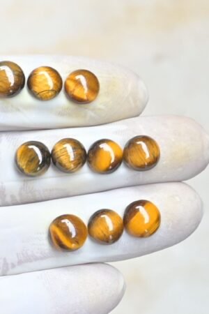 Natural Tiger Eye Gemstone Smooth Round Shape Cabochon Shape High Quality Loose Gemstones For Jewelry Making 9 MM Size 10 Pcs V4124