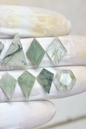 Natural Green Rutile Gemstone Step Cut Fancy Shape Cabochon Shape High Quality Loose Gemstones For Jewelry Making 13-19 MM Size 9 Pcs V4125