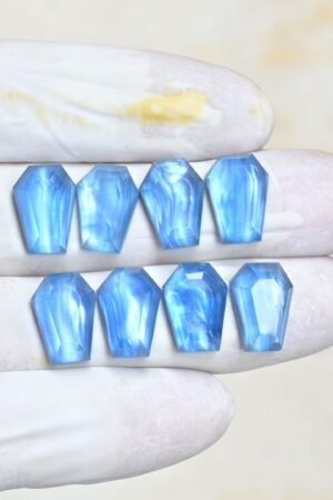 Aurora Opal Gemstone Step Cut Coffin Shape Cabochon High Quality Loose Gemstones For Jewelry Making 14x10 MM Size 8 Pcs V4131