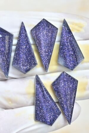 Natural Blue Gold Stone Gemstone Step Cut Fancy Shape Cabochon High Quality Loose Gemstones For Jewelry Making 31-32 MM Size 6 Pcs V4134