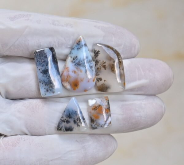 Natural Turkish Agate Gemstone Smooth Mix Shape Cabochon High Quality Loose Gemstones For Jewelry Making 14-16 MM Size 5 Pcs V4136