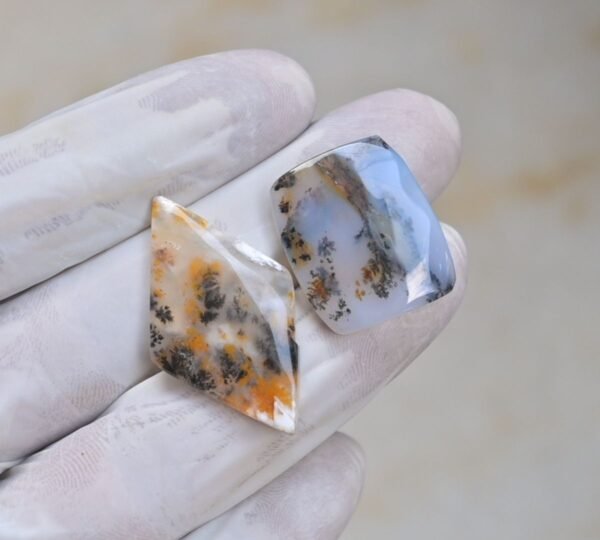 Natural Turkish Agate Gemstone Smooth Mix Shape Cabochon High Quality Loose Gemstones For Jewelry Making 24-37 MM Size 2 Pcs V4137 - Image 2
