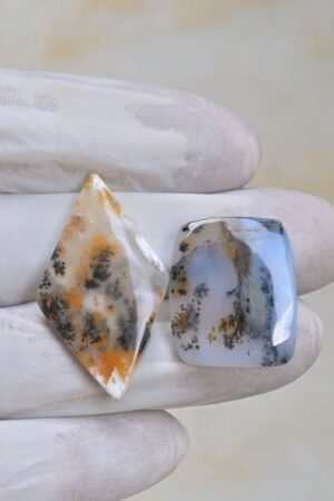 Natural Turkish Agate Gemstone Smooth Mix Shape Cabochon High Quality Loose Gemstones For Jewelry Making 24-37 MM Size 2 Pcs V4137