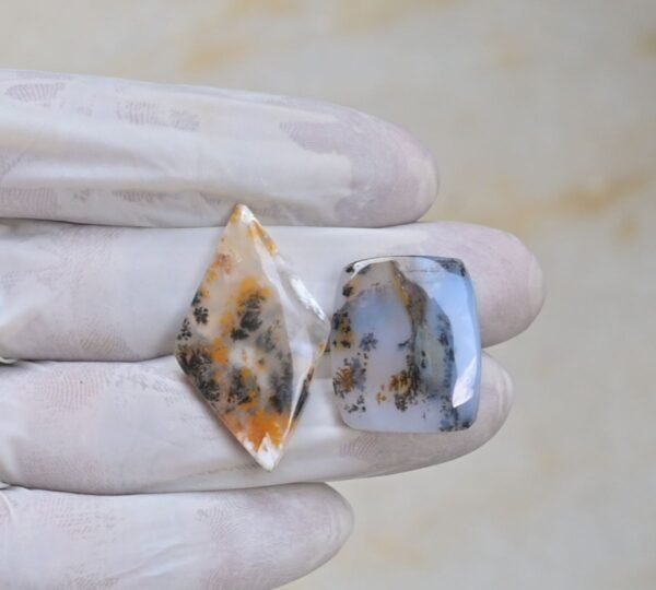 Natural Turkish Agate Gemstone Smooth Mix Shape Cabochon High Quality Loose Gemstones For Jewelry Making 24-37 MM Size 2 Pcs V4137