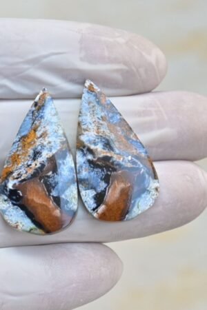 Natural Pieter Site Gemstone Smooth Pear Shape Cabochon High Quality Loose Gemstones For Jewelry Making 31x19 MM Size 1 Pair V4141