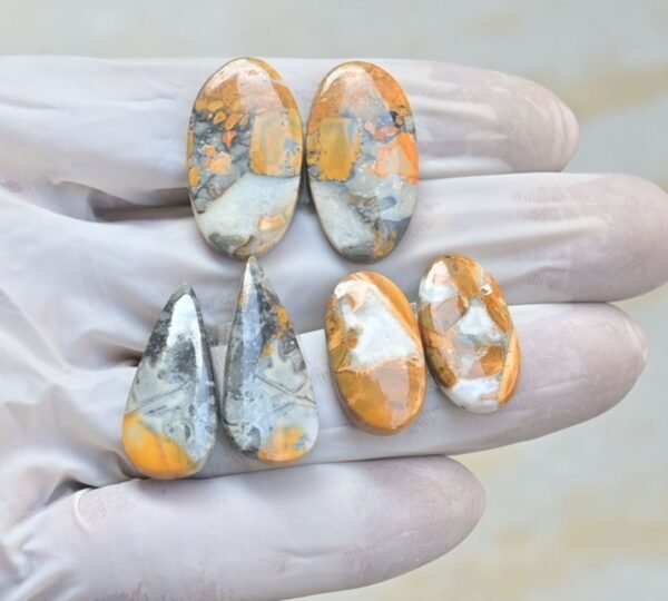 Natural Maligano Jasper Gemstone Smooth Mix Shape Cabochon High Quality Loose Gemstones For Jewelry Making 23-29 MM Size 3 Pair V4143