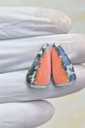 Natural Maligano Jasper Gemstone Smooth Fancy Shape Cabochon High Quality Loose Gemstones For Jewelry Making 27x14 MM Size 1 Pair V4144