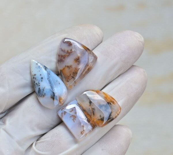 Natural Turkish Agate Gemstone Smooth Mix Shape Cabochon High Quality Loose Gemstones For Jewelry Making 18-27 MM Size 4 Pcs V4150 - Image 2