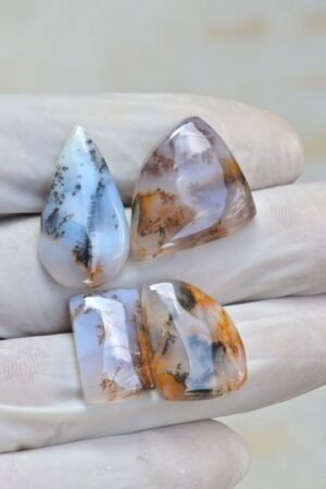 Natural Turkish Agate Gemstone Smooth Mix Shape Cabochon High Quality Loose Gemstones For Jewelry Making 18-27 MM Size 4 Pcs V4150